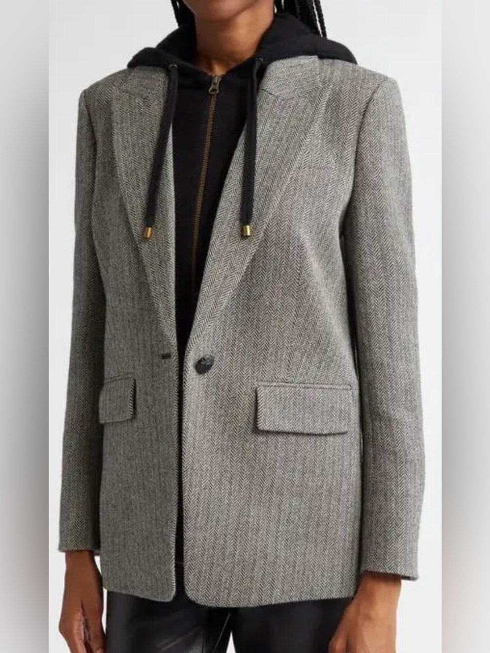 Veronica Beard Miller Dickey Blazer Gray Herringbone Wool (zip in compatible) 8
